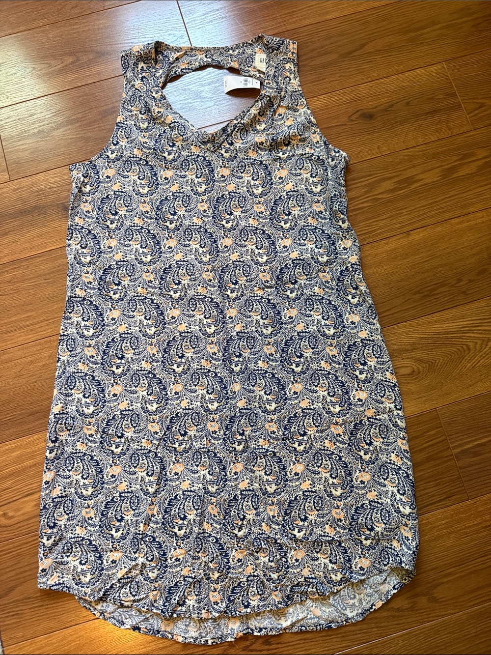GAP Blue and Cream Paisley High-Low Tank Dress